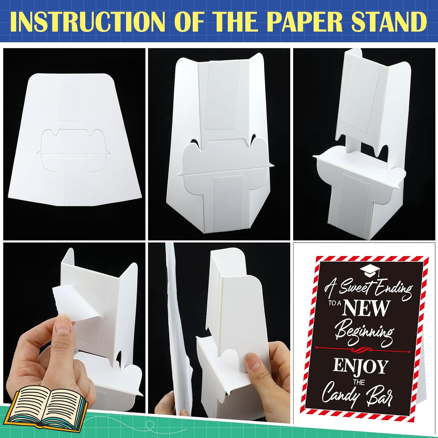 12 Set 2026 Graduation Candy Buffet Party Decoration Graduation Table Candy Bar Snack Labels Signs and 5'' Buckets with Handle for Class of 2026 Party Parties Supplies(Pure Style,Black Color)