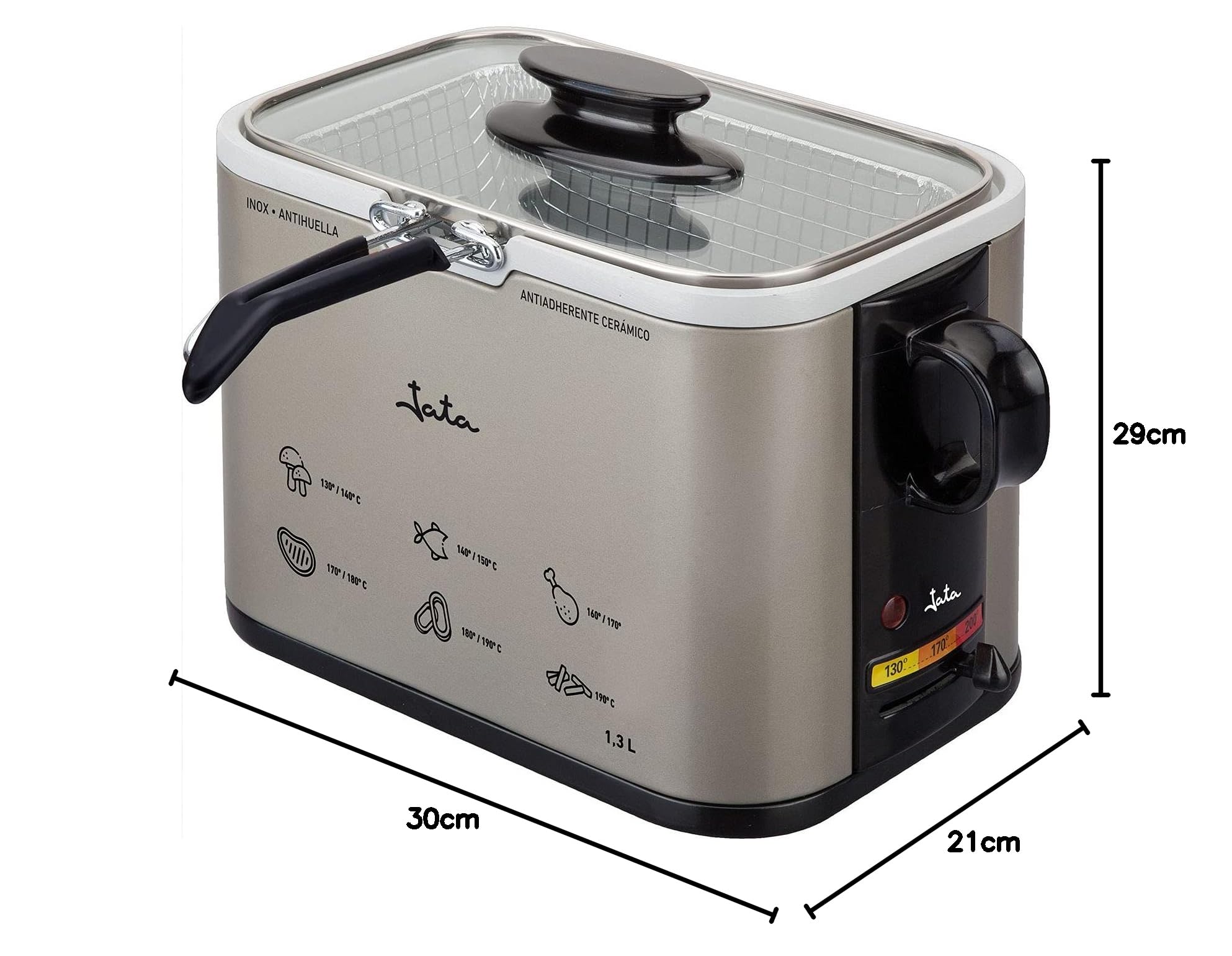 Jata - FR326E - Friteuse, 1000 watts, Couleurs Noir / Argent, 1.3L