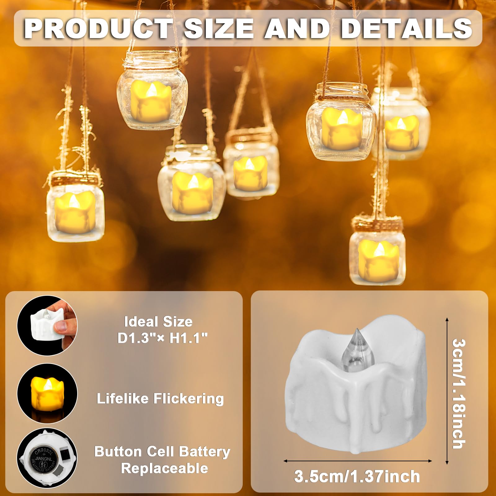12 Candele LED Nere Senza Fiamma – Effetto Fiamma Tremolante, A Batteria, Per Halloween, Natale, Matrimonio E Decorazioni