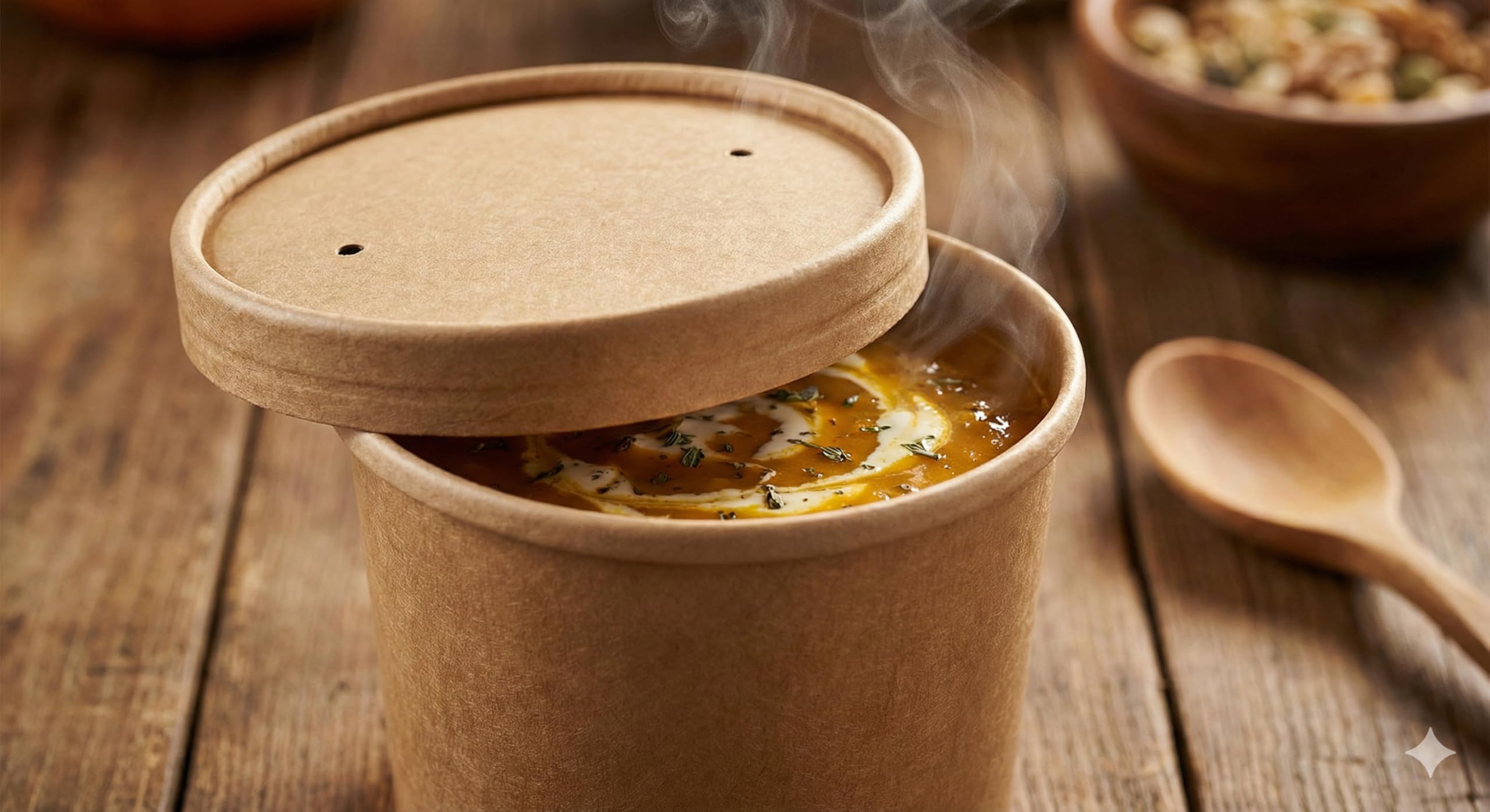 Générique Lot de 100 Grands Pots à Soupe en Carton Kraft + Couvercles - 750 ml (26 oz) - Bol Jetable XXL pour Repas Complets, Salades Géantes, Ramen - Emballage Alimentaire Étanche et Écologique
