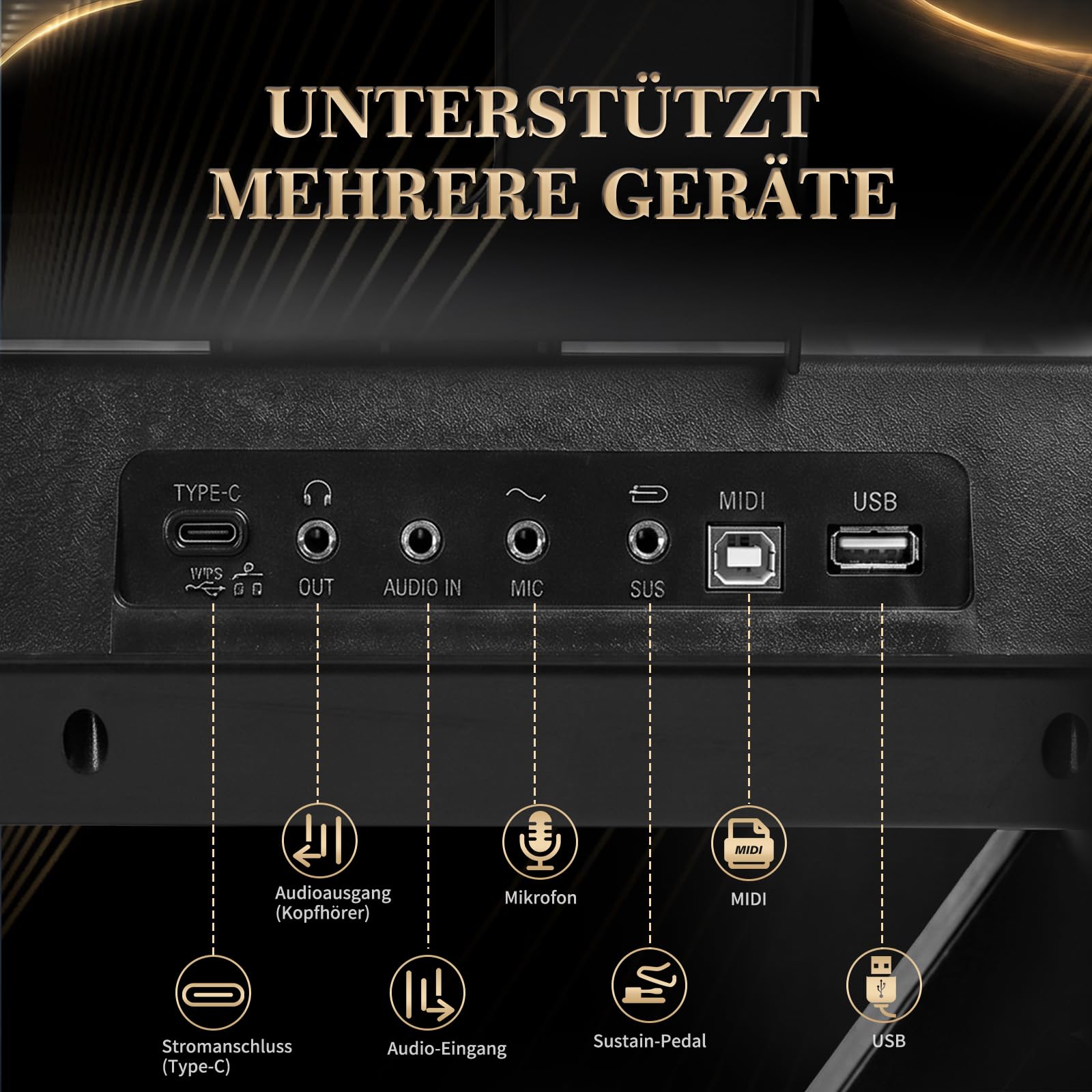 LEADZM Keyboard Piano 61 Tasten mit X-Ständer, Digital Piano mit LCD, USB-MIDI, Klavierbank, Notenständer, Kopfhörer, Mikrofon, 200 Rhythmen, 200 Tönen und 80 Demos für Anfänger (Schwarz)