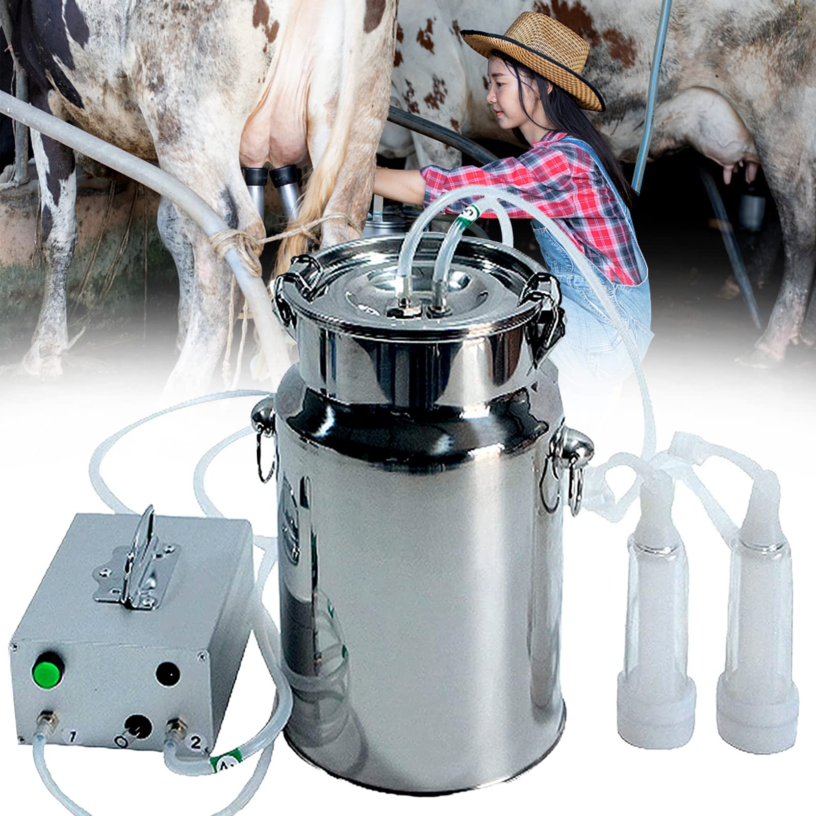 7L Machine à Traire Domicile, Électrique Portable Trayeuse Chevre | Machine à Traire Vache pour Usage Agricole et Domestique