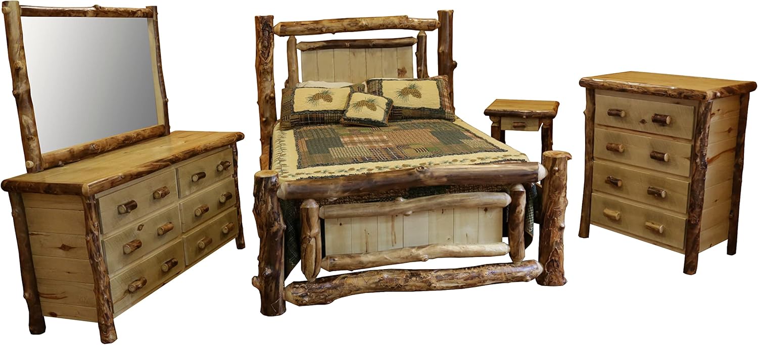 Furniture Barn USA Aspen Log Queen Panel Bedroom Set