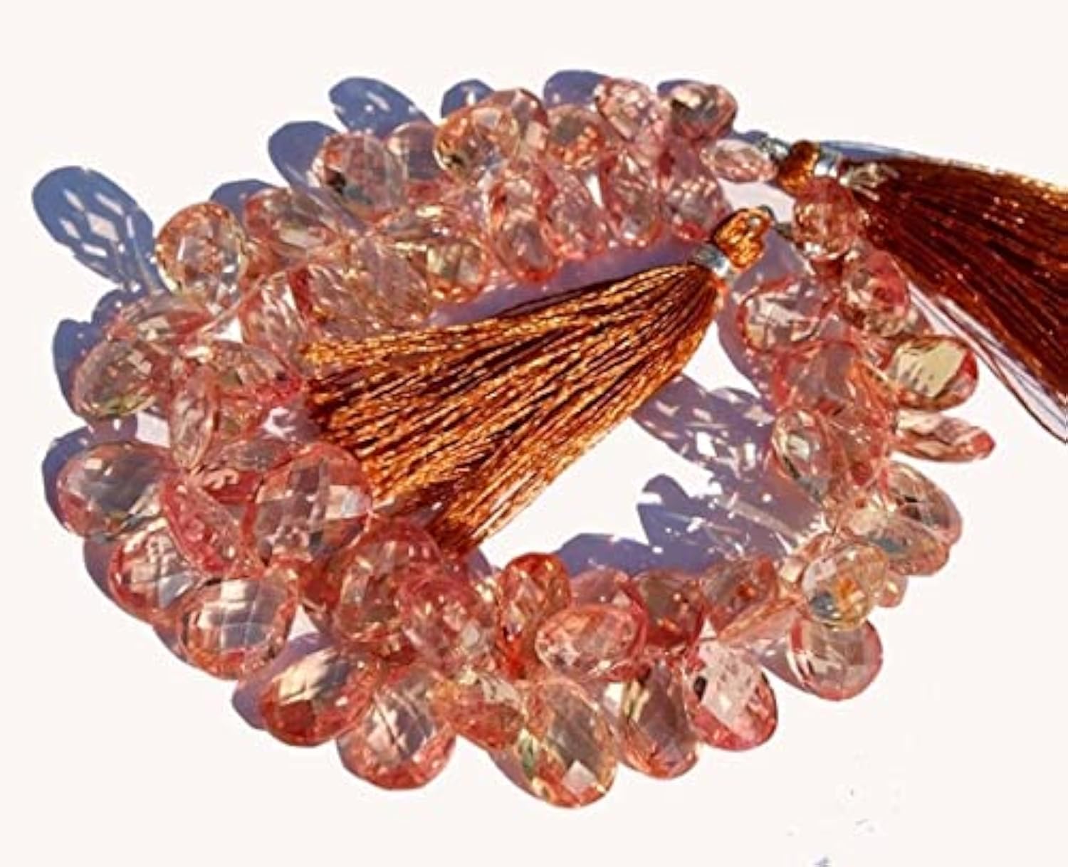 Gemstone briolette quartz corindon pamplemousse taille poire facettée