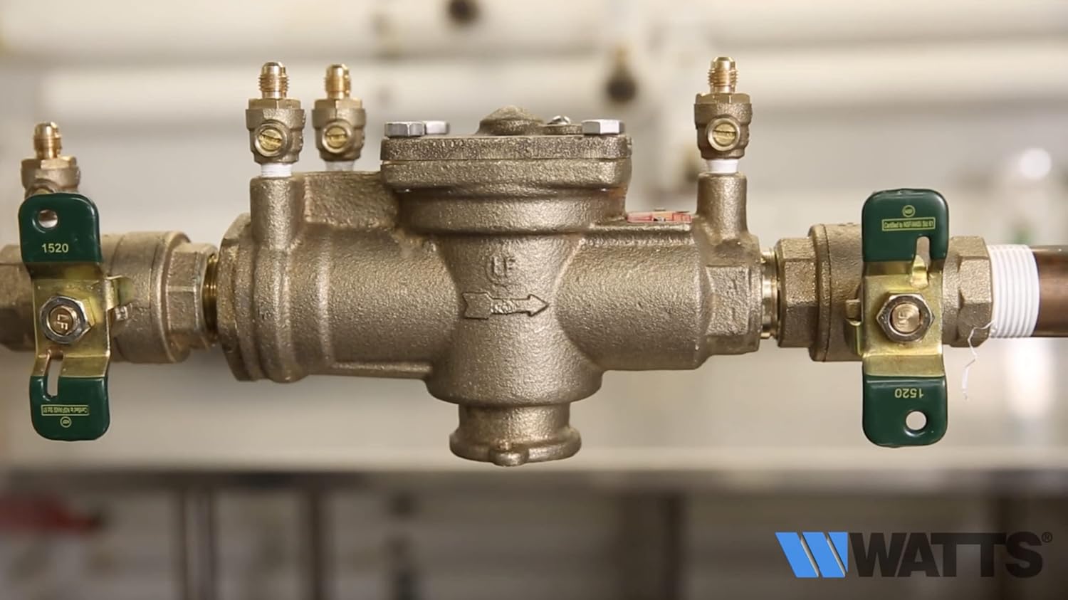 Watts backflow preventer installed in a plumbing system