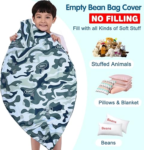 Miniatura 2 de Lukeight Puf de almacenamiento de animales de peluche para adultos y adolescentes sin relleno, puf de terciopelo de peluche, bolsa de almacenamiento