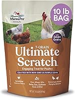 Manna Pro 7-Grain Ultimate Chicken Scratch Non-GMO Treat for Chickens, Ducks, Turkeys - Natural Foraging Grain Blend, 10 lb Bag