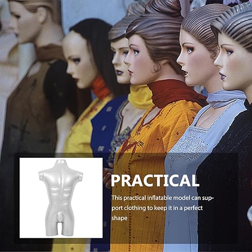 Miniatura 2 de EXCEART Modelo de maniquíes inflables de PVC de plástico masculino superior medio cuerpo sin brazo superior camisa pantalla modelo hombres falso