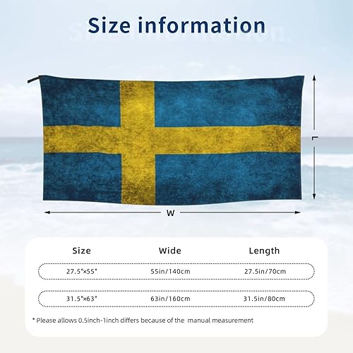 Miniatura 7 de Toalla de playa vintage con bandera nacional sueca con una toalla de playa vintage, de gran tamaño, de secado rápido (31.5 x 63 pulgadas), a prueba