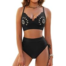 BMJL Womens High Waisted Bikini Sets Tummy Control Swimsuits Two Piece Bathing Suits Adjustable Triangle Modest Swimwear