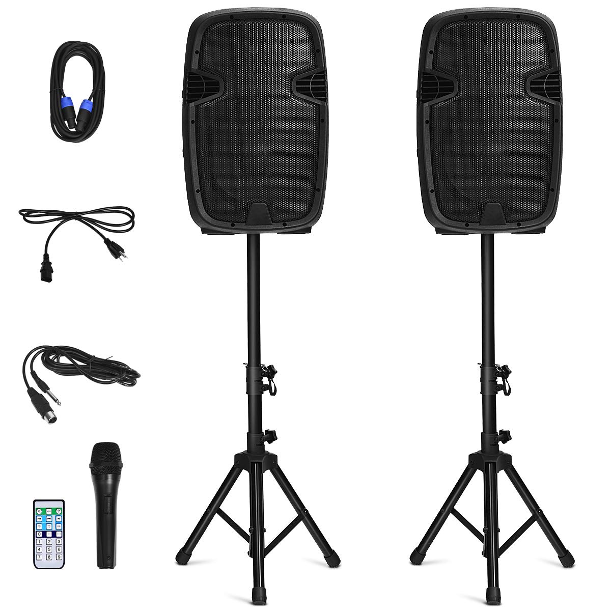 2000w 2-way powered speakers with bluetooth and mic