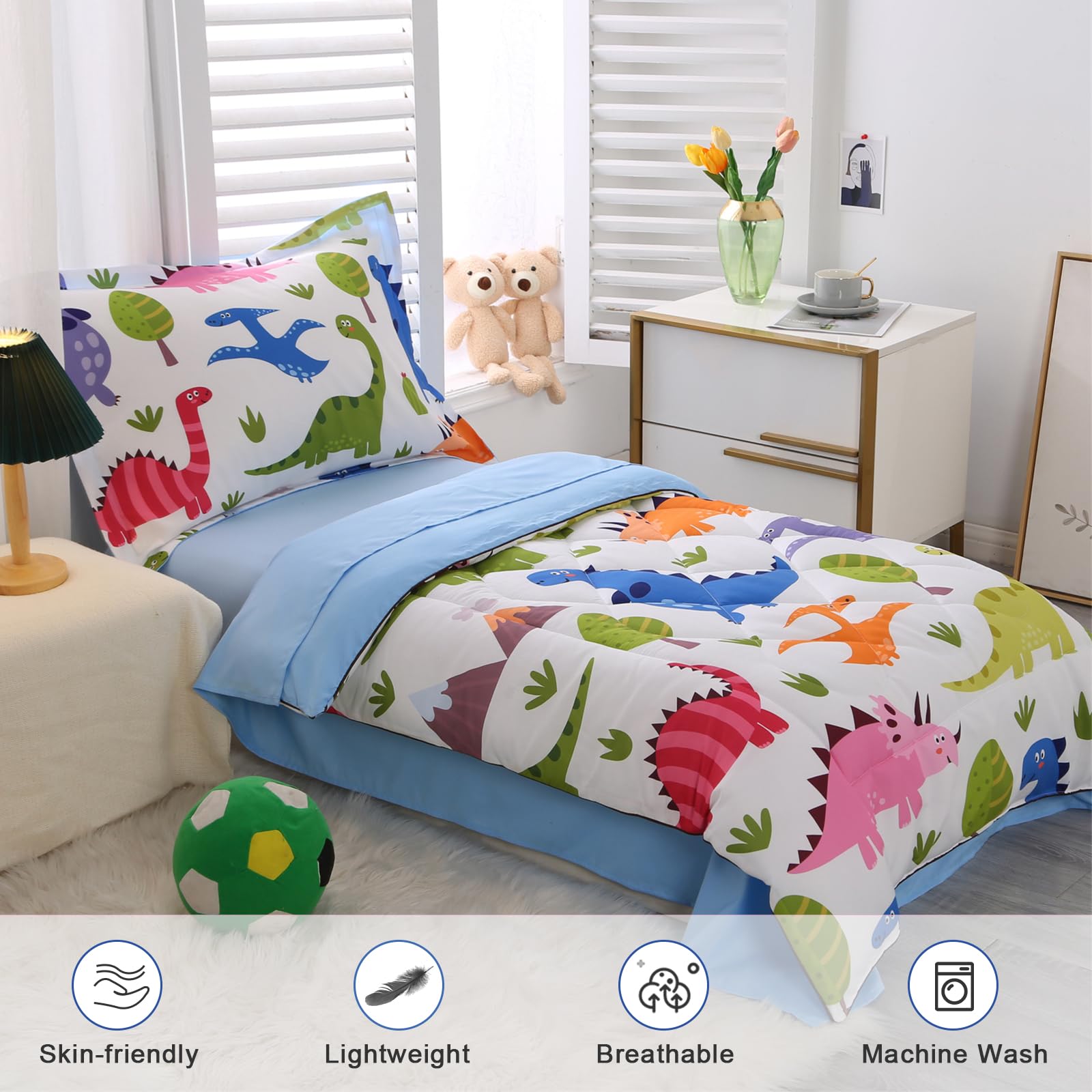 Wowelife 4-teiliges Kleinkind-Bettwäsche-Set Lila – Mit Decke, Laken, Spannbetttuch & Kissen