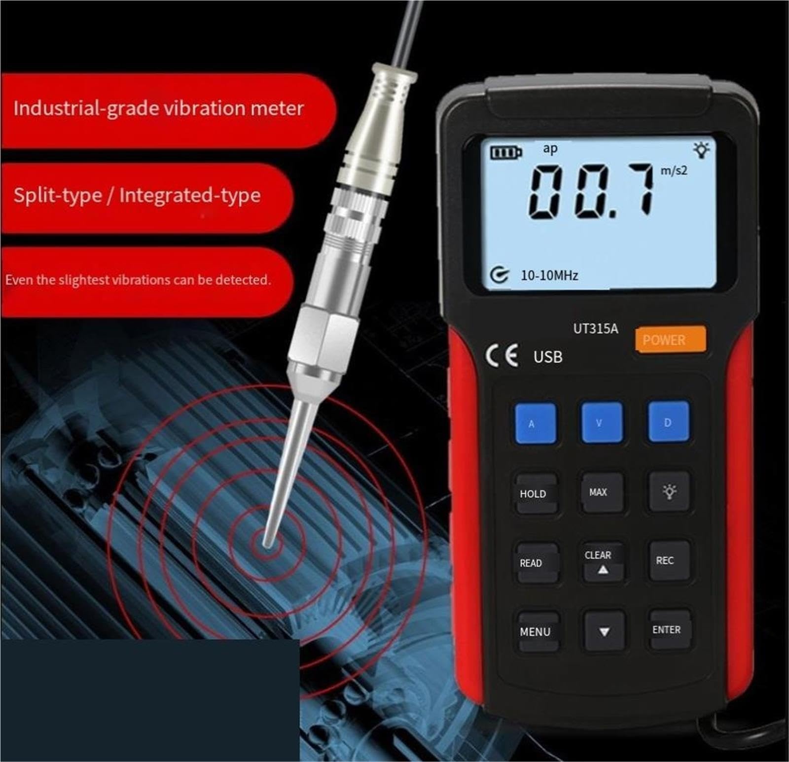 Vibration Meter, Digital Portable Electronic Industrial Vibrations UT315A