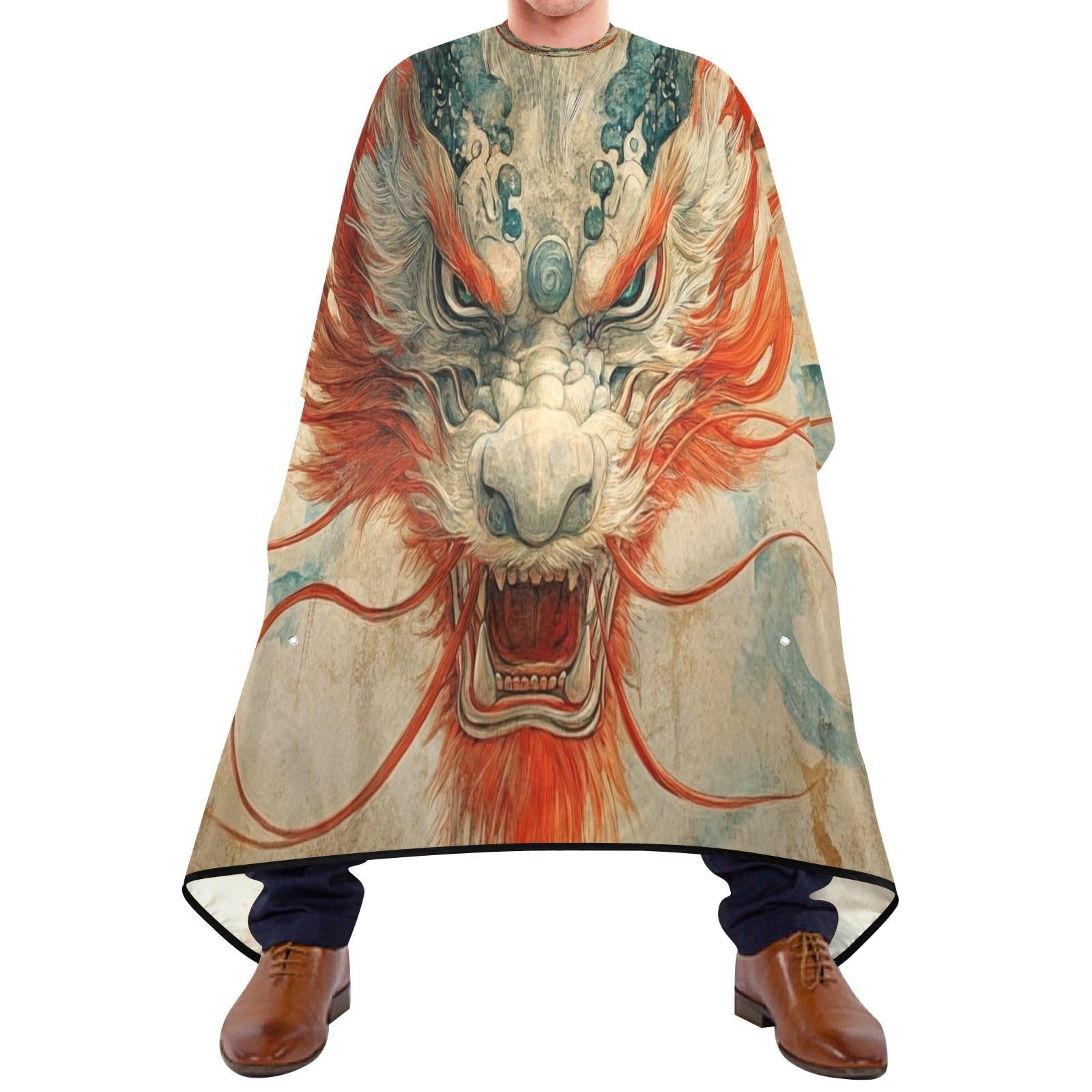 Chinese Dragon Barber Cape Waterproof Polyester Hair Cutting Salon Cape Adjustable Neckline Hair Hair Cutting Beard Hairdressing Cape Accessories 55×64 Inch-image-2