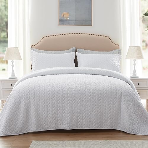 Vista 180 de SunStyle Home - Juego de colcha de cama de microfibra, ligero y suave, reversible, patrón de colcha, colchas para todas las estaciones. 01 - Verde