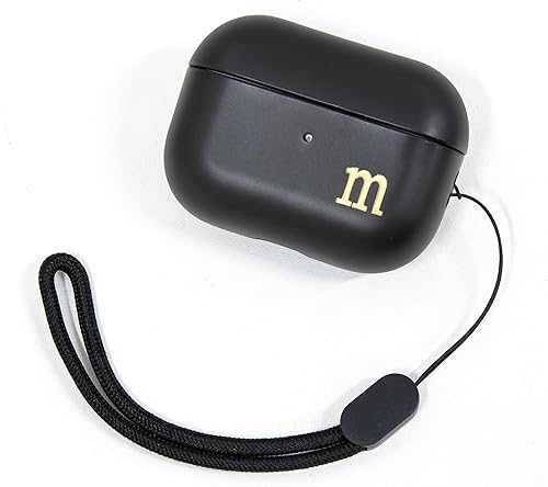 COLLECTIVE HOME - Funda negra para AirPods Pro de 1 y 2 generación, diseño de letra personalizado, elegante y seguro con cordón, material de TPU