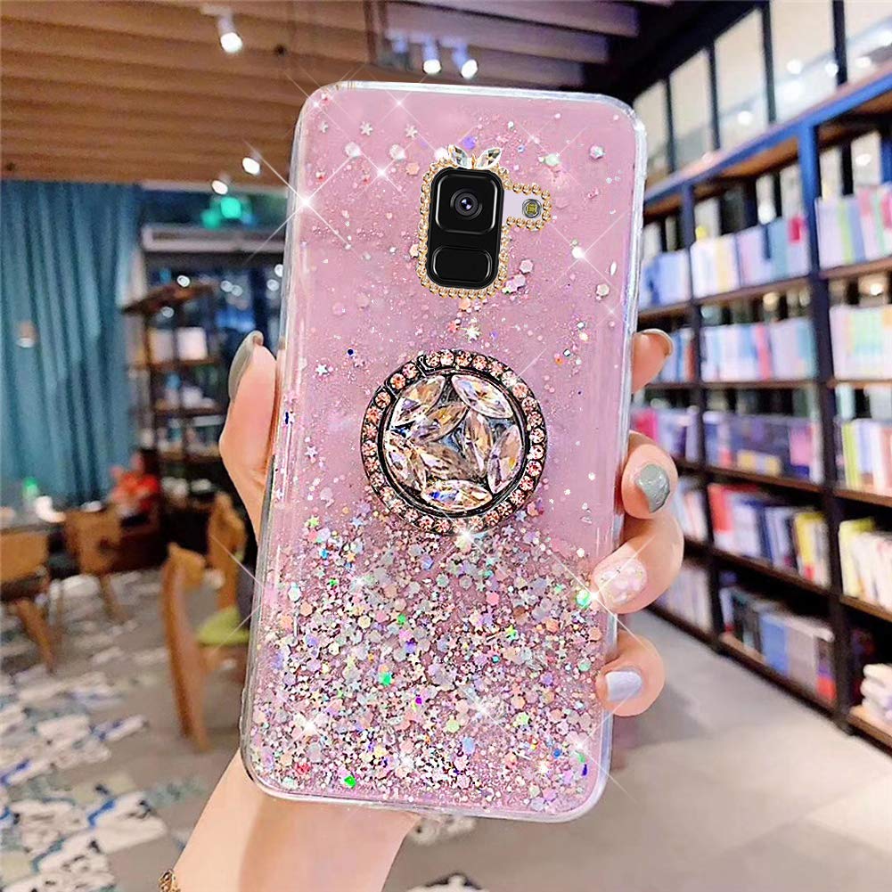 Uposao - Cover per Galaxy A6 2018, con cellulare, anello brillante