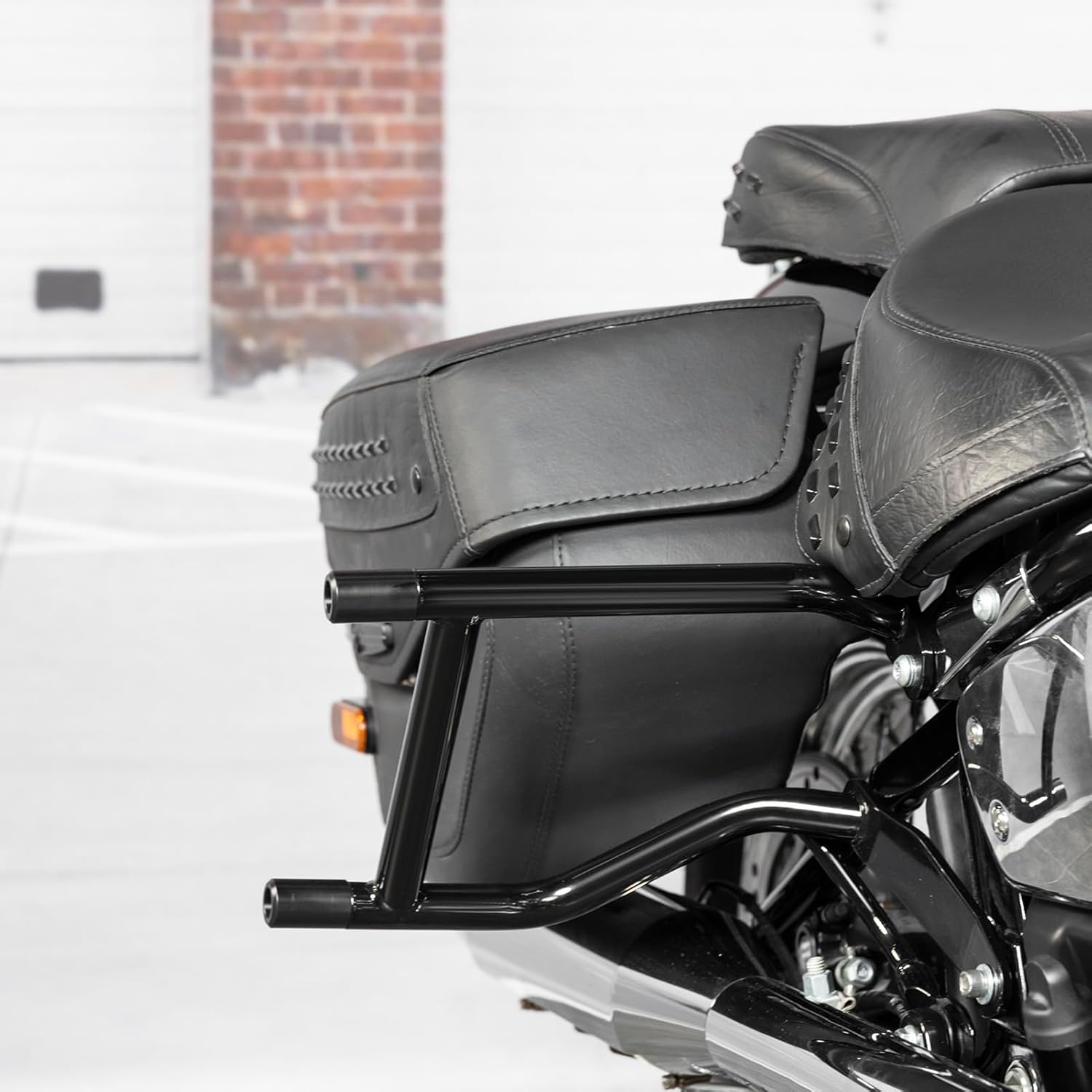 Mofun Saddlebag Guard Rear Crash Bar Compatible with Harley Softail Low Rider FXLR FXLRS FXLRST Heritage Classic FLHC/S 2018-2025 (Gloss Black)