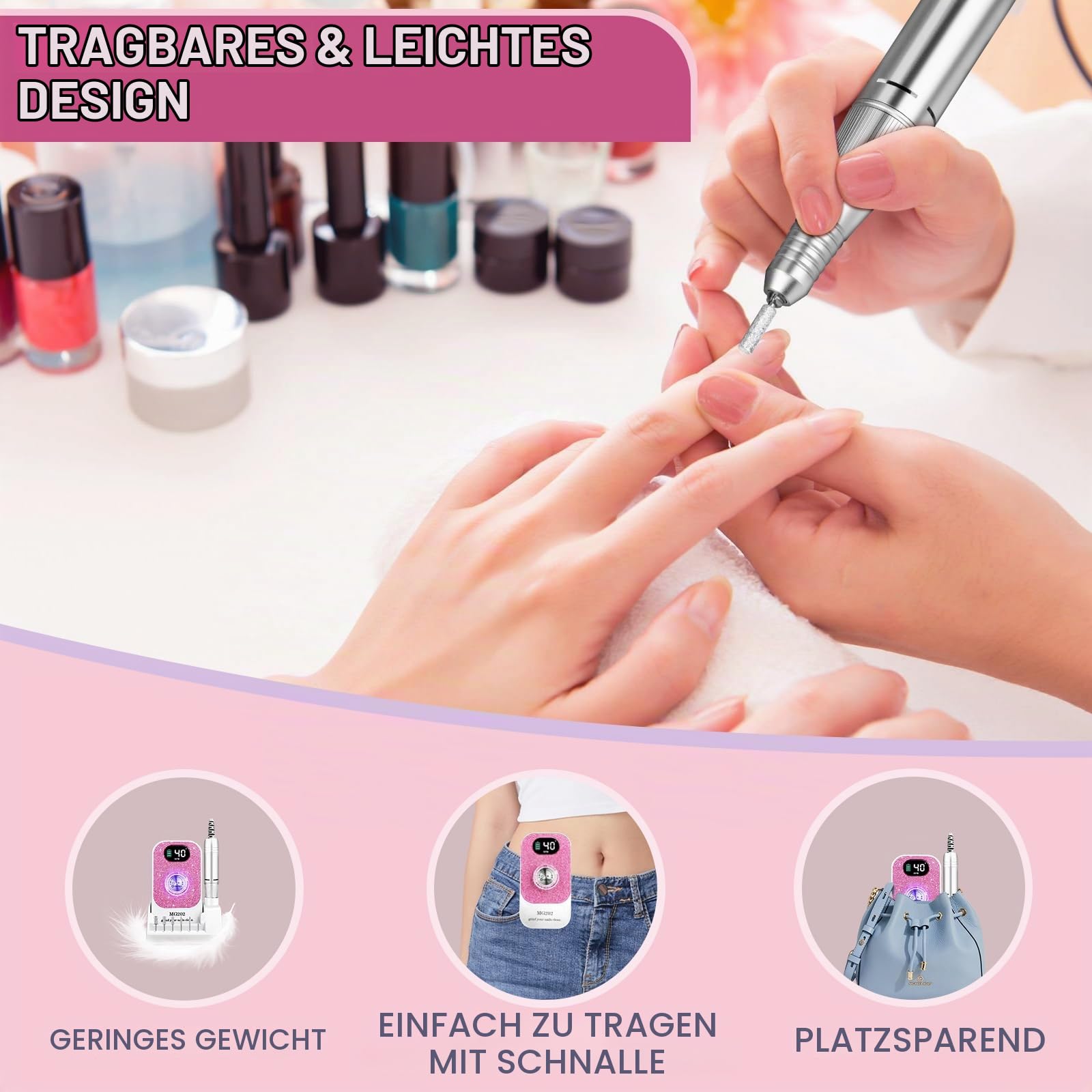 Nagelfräser für Gelnägel mit Aufbewahrungsbox, 40000U/Min 12in1 Elektrische Nagelfräser Nagelfeile Professionell Maniküre Pediküre Set Elektrisch für Acrylnägel