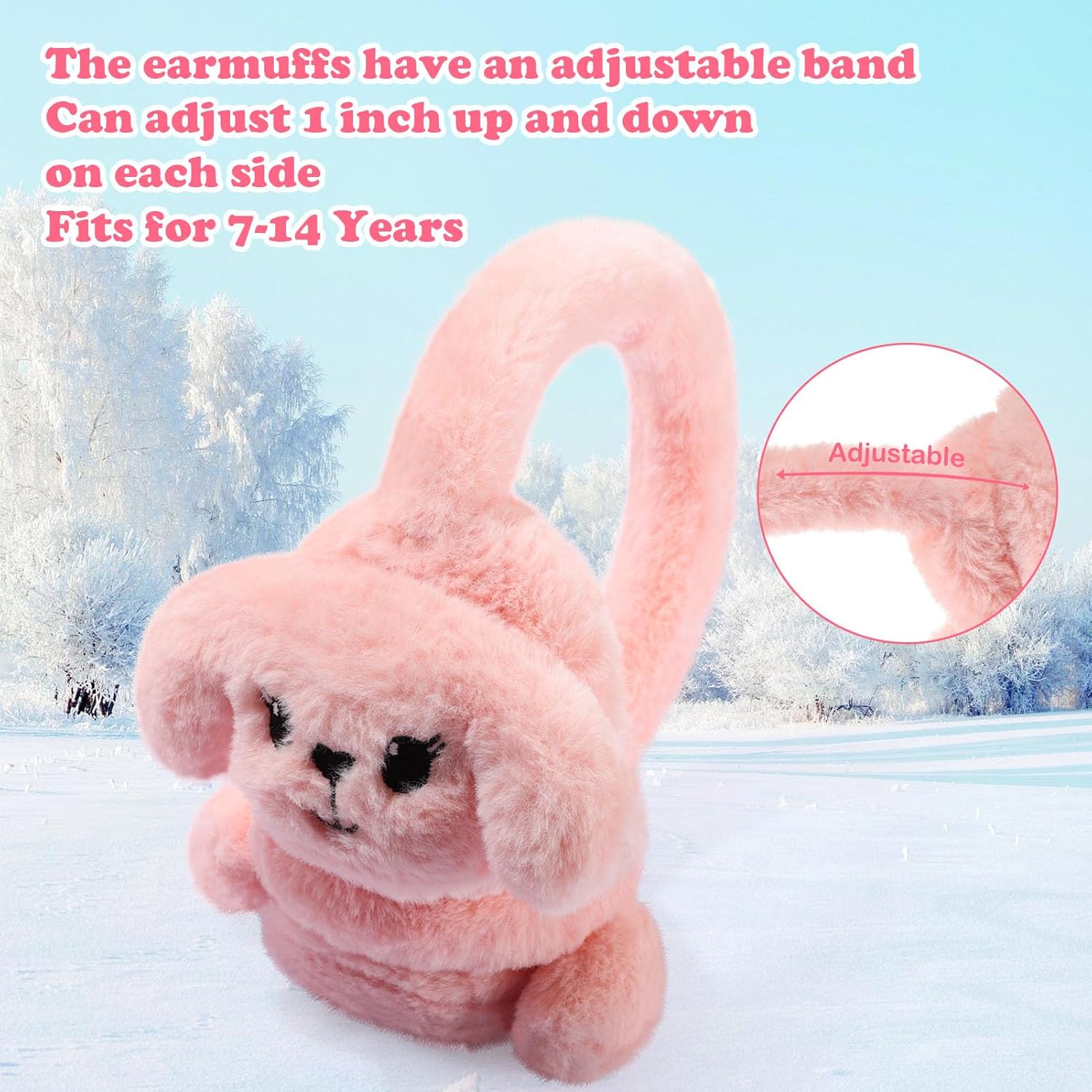 Kids Cat Earmuffs Cute Animal Ear Muffs Winter Outdoor Ear Covers Plush Ear Warmer for Boys Girls Age 7-14 - Image 3