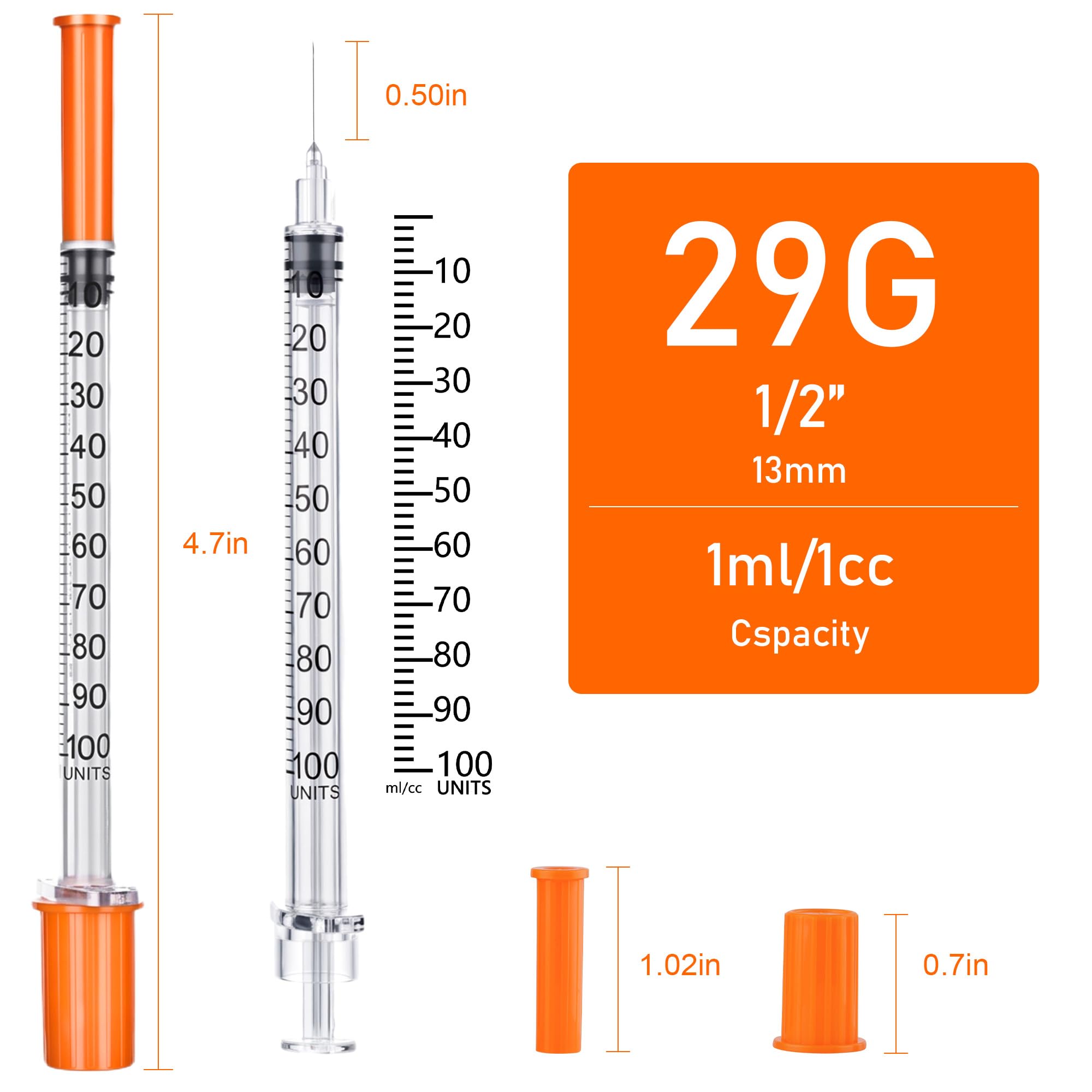 1ml Syringe, 100 Pack 29G 1/2" (13mm) Disposable Syringes, Lab Supplies for Scientific Labs and Measuring, Individual Wrapped — Amazon image 2