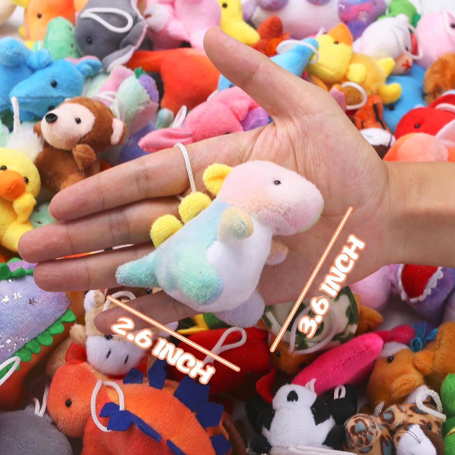 72-teilige Mini-Plüschtier-Kollektion, vielfältige weiche Spielzeuge (Dinosaurier, Zoo- & Meerestiere), Partymitbringsel für Kinder in Großpackung, perfekt als Greifautomat-Füllung, Goodie-Bag-Füller,
