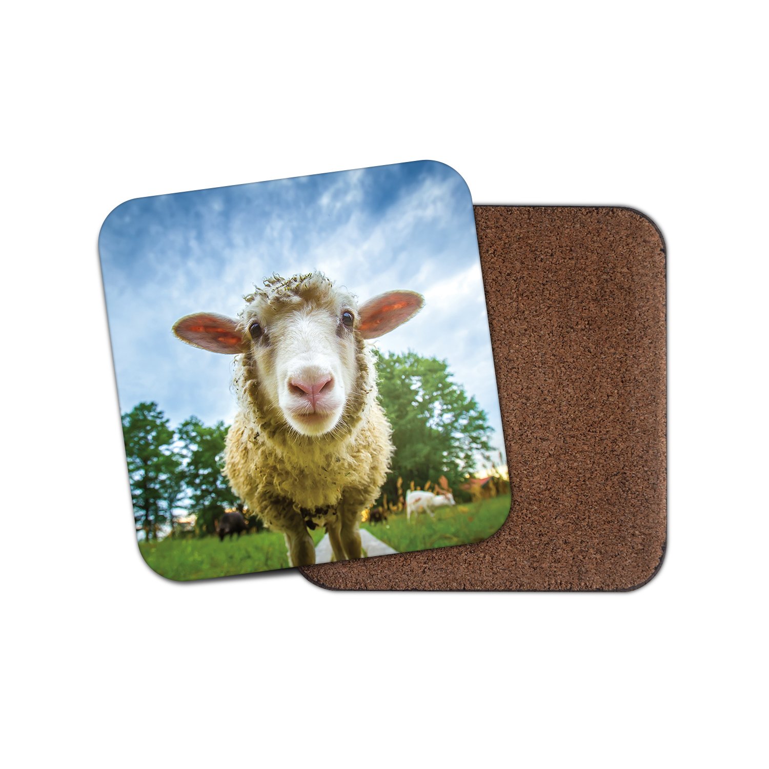 1 x Funny Sheep Cork Backed Drinks Coaster - Lamb Farm Farmer Cattle #8389