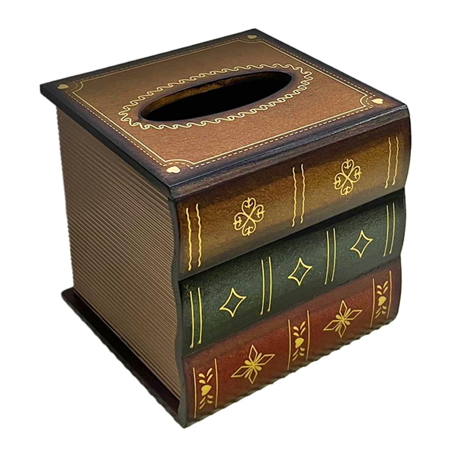 Cache-boîte à mouchoirs en bois noble style vintage pour commode
