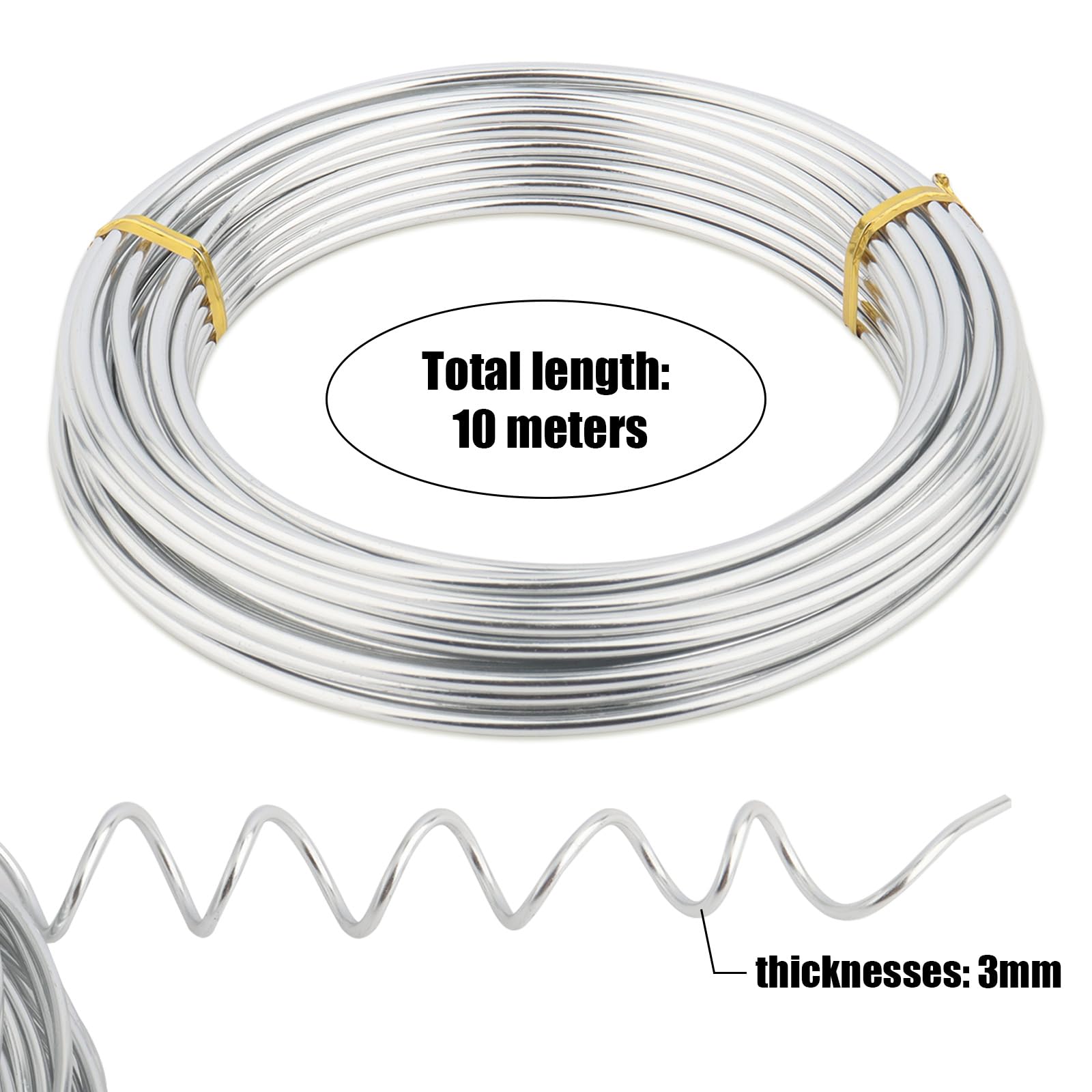 Starvast Silberdraht – 3 Mm Dick, 10 M, Aluminium, Für Bastelprojekte