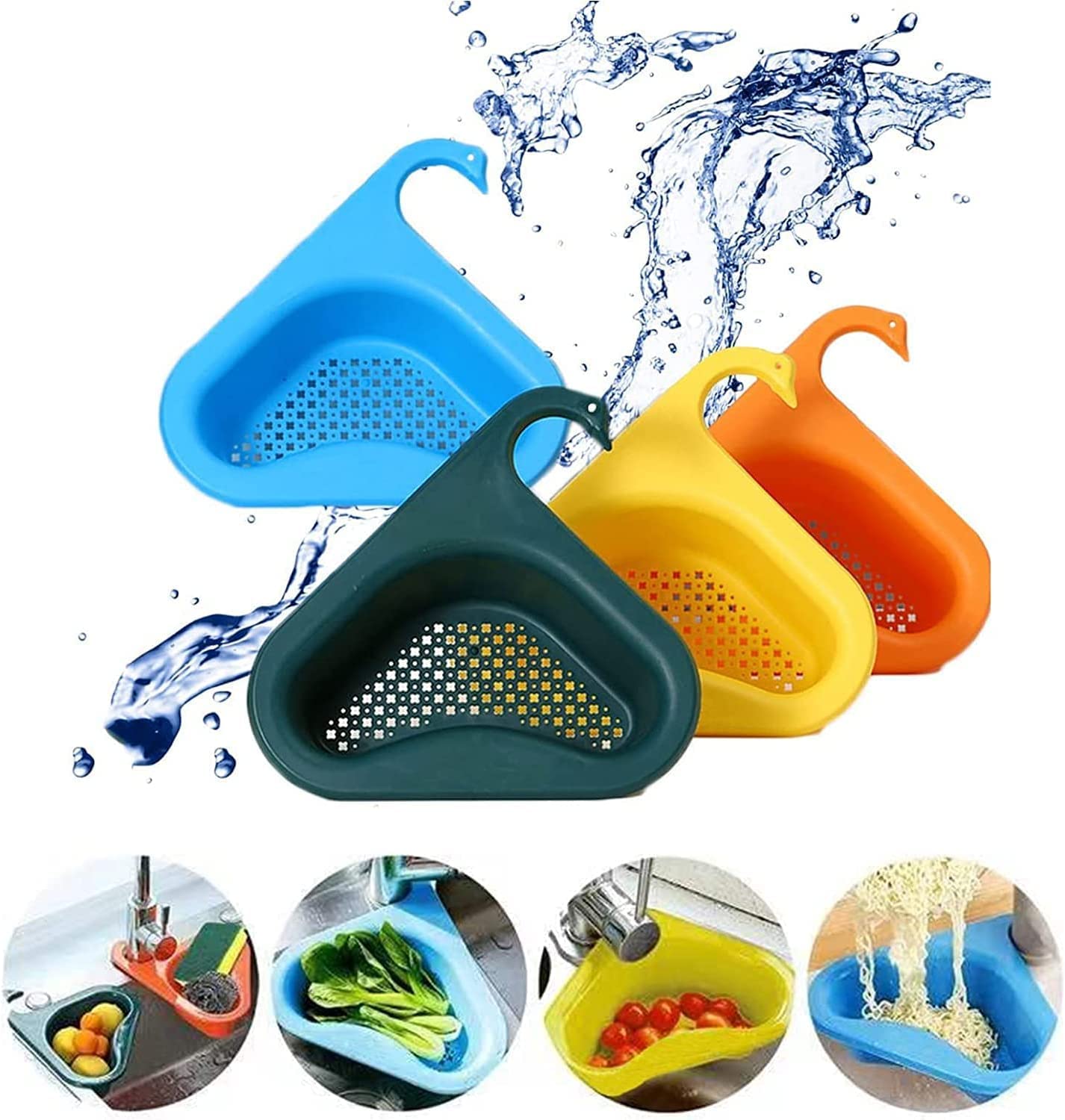 Nisixdec Swan Drain Basket Sink swan,Kitchen Multi-Function Triangular Swan Shape Sink Basket,Drain Basket Sink Drain Rack Hangs on Faucet,Fits All Sinks (4) (B0C4FBDTZQ) Amazon Price History, Amazon Price Tracker