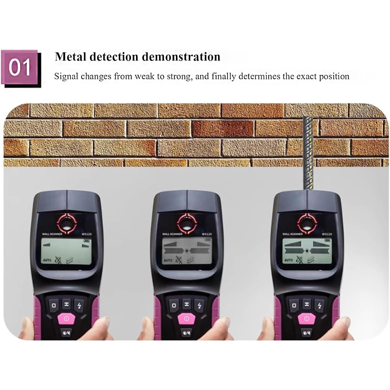 Escáner de Pared Multifuncional, Detector de Pared con localizador Central, 3 Modos de escaneo, detección de Profundidad de 110 mm, para Madera, Metal, Cables y circuitos en Paredes