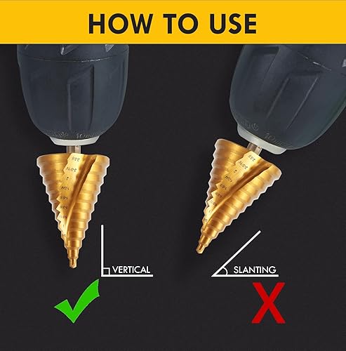 Miniatura 5 de Juego de brocas escalonadas, 14" a 2-38", vástago hexagonal de acero de alta velocidad para acero inoxidable, metal, aluminio, cobre, madera, PVC