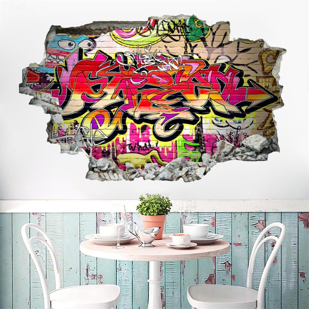 Adesivi per decorazioni da parete Graffiti Art Poster rimovibili da muro per personaggi del tatuaggio fracassato per domestica Soggiorno Camera da letto per da muro per la scuola materna