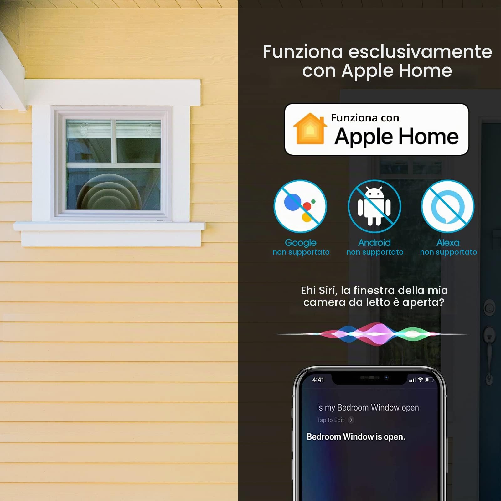 Onvis Sensore per Porte e Finestre Thread/Bluetooth, Door Window Sensor, notifiche (chiuso, aperto), Apple HomeKit Rilevatore Wireless per la sicurezza domestica e Domotica Intelligente(2 Pack)