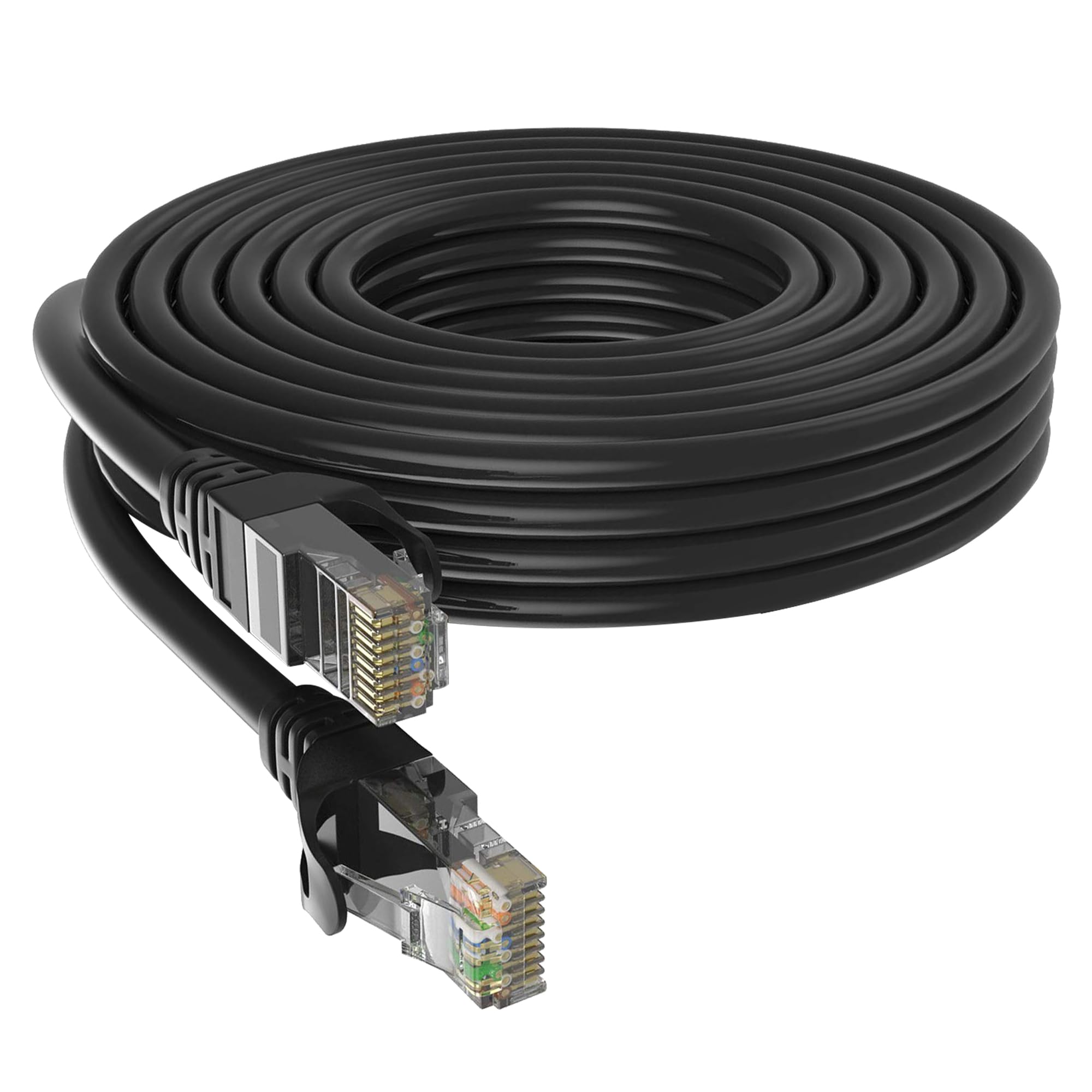 Cat6 Ethernet Cable, 50ft 15M Black - RJ45, LAN, 24AWG UTP CAT 6, Network, Patch, Internet Cable - (50 Feet, Black)