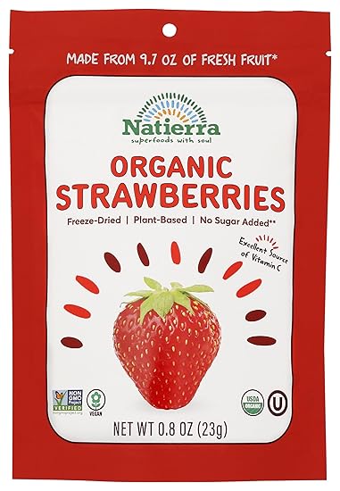 NATIERRA Organic Freeze Dried Srawberries, 0.8 OZ
