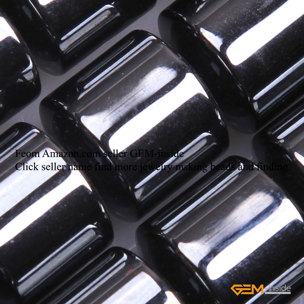 GEM-Inside Black Hematite Non-Magnetic Gemstone Losse Beads Natural 12mm Drum Shape Energy Stone Power Beads for Jewelry Making 15" image 4