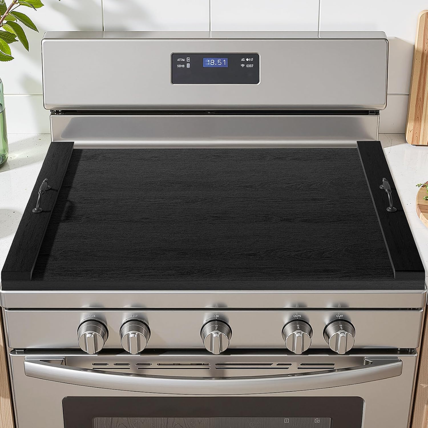 Gas Stove Top Cover: Wooden 30 * 22 Inches Electric Stovetop Covers, Noodle Board with Handles, Wood RV Cutting Board for Kitchen Counter