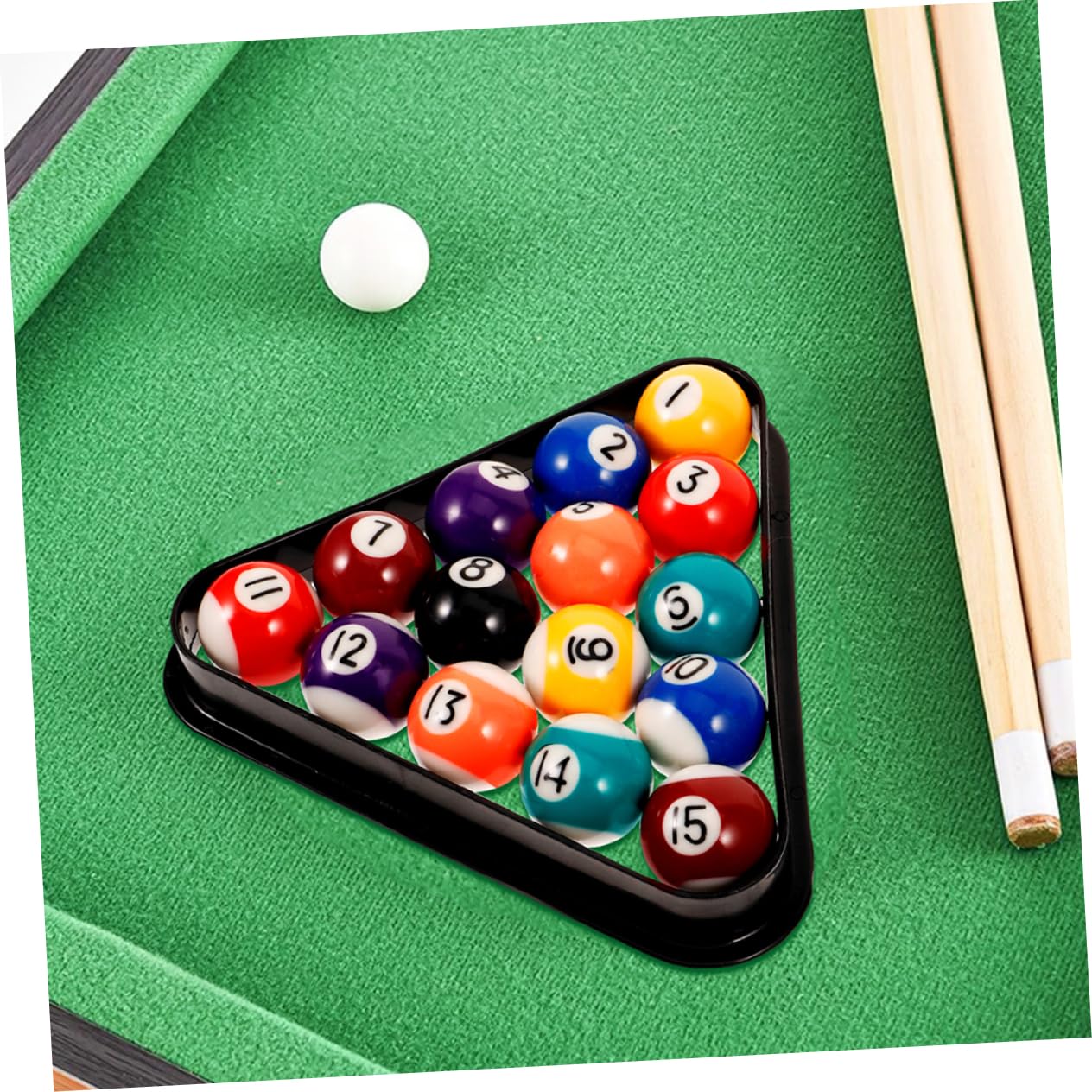 BESPORTBLE Set di 17 Mini Palline da Biliardo in Resina con Supporto Triangolare, per Casa e Scuola, Accessori Versatili per Tavolo da Biliardo per Ragazzi e Ragazze