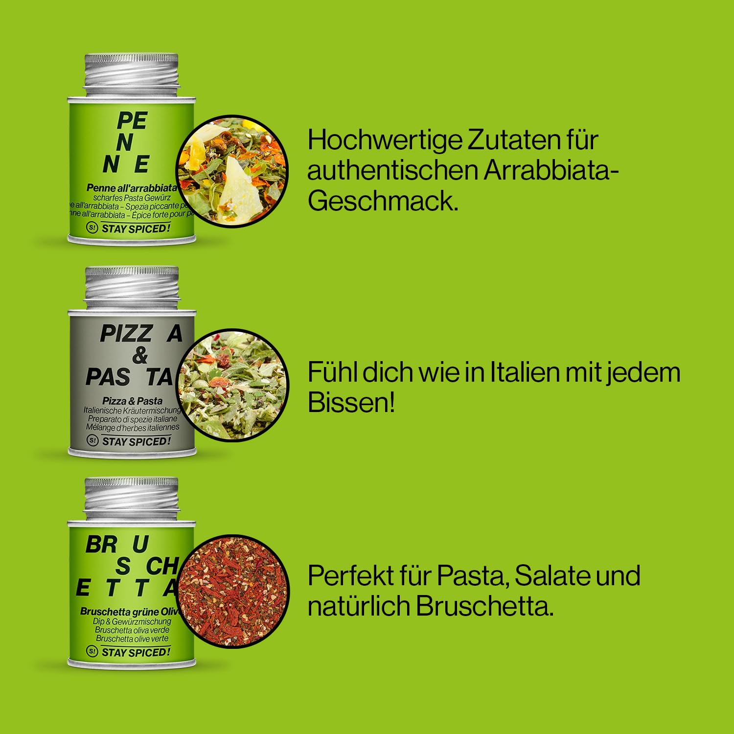 STAY SPICED! Italia | Premium Gewürzset mit 6 Gewürzen