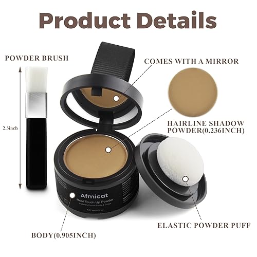 Miniatura 51 de Polvo instantáneo de línea de cabello, color de cabello para retoque de raíces para cobertura de canas y adelgazamiento del cabello, cobertura