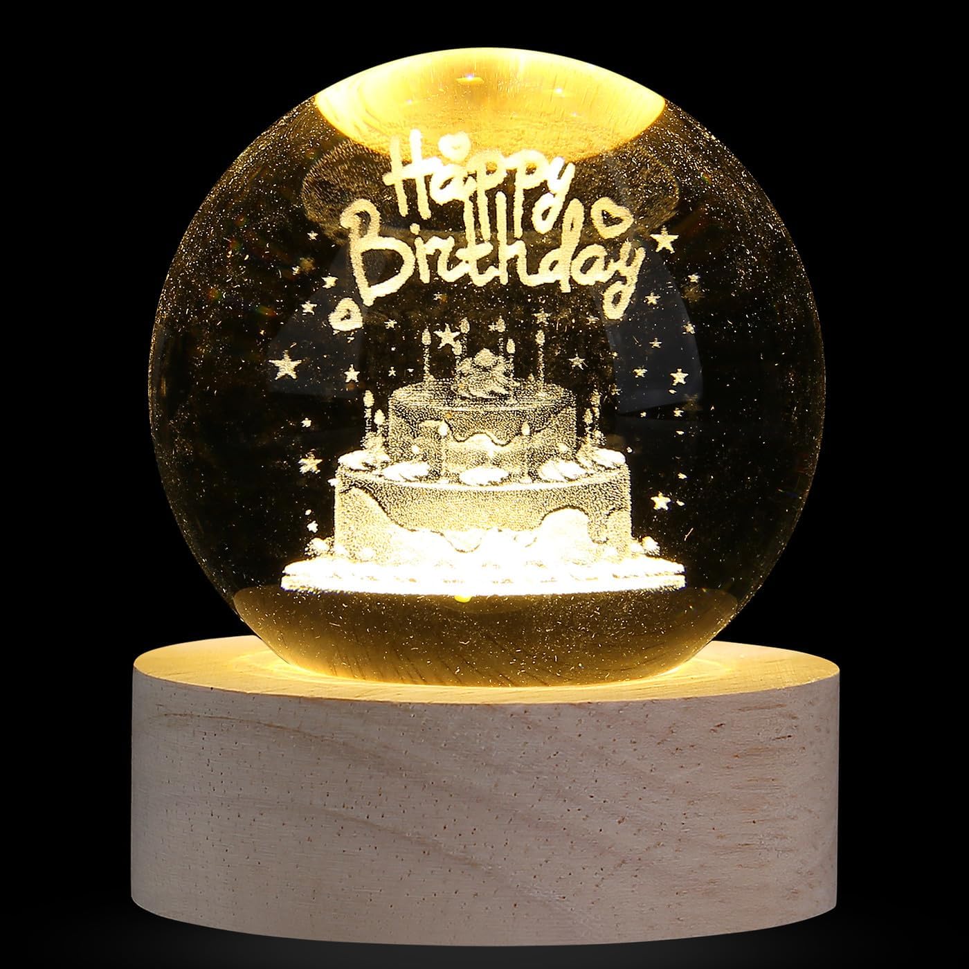 MAIBAOTA Birthday Decor Crystal Ball 2.4 Inches Glass Ball Birthday Gifts for Women Crystal Decorations Figurines Sphere for Home