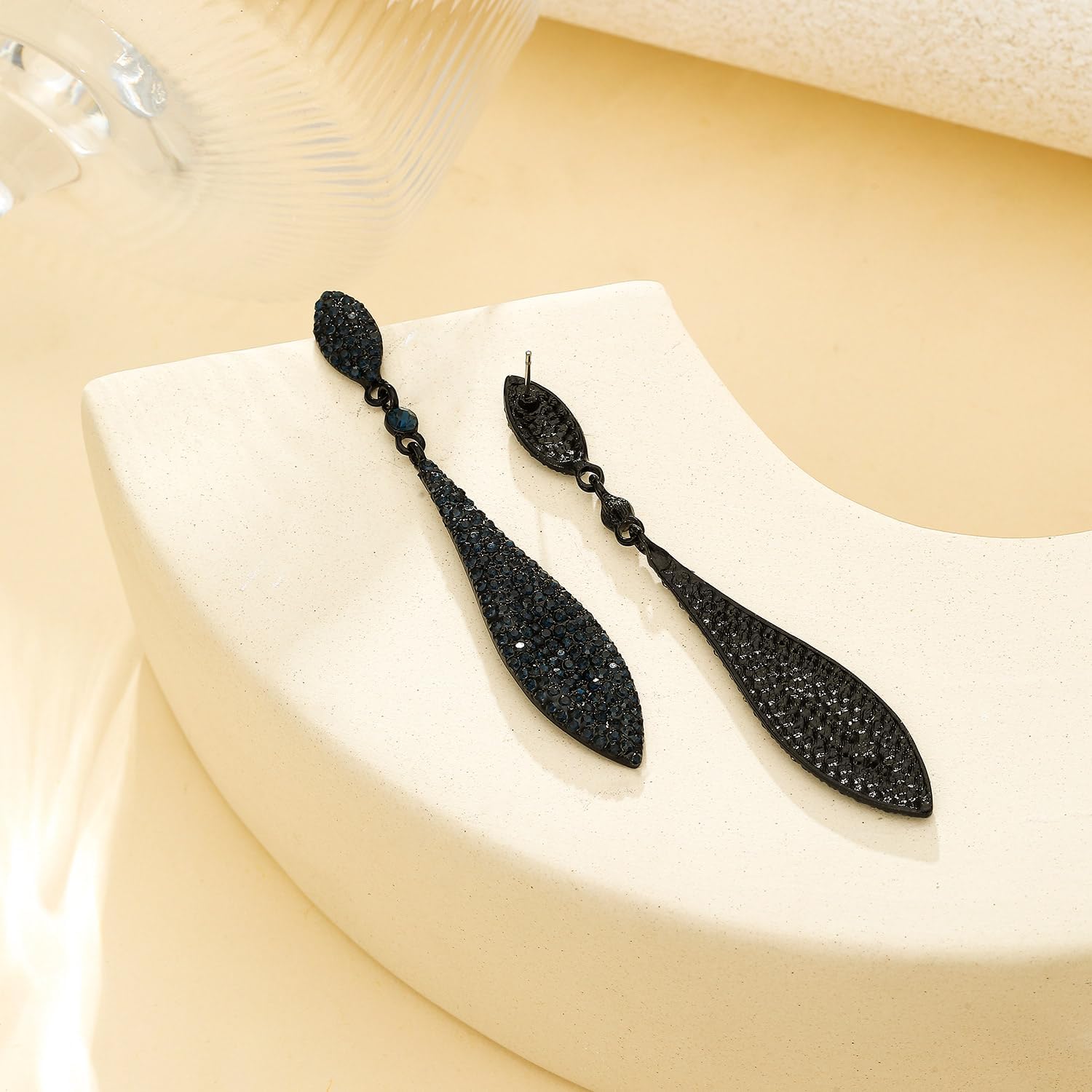 Rhinestone Statement Earrings Double Waterdrop Earrings Cluster Crystal Drop Dangle Earrings Prom Party Wedding Earrings for Women - Image 4