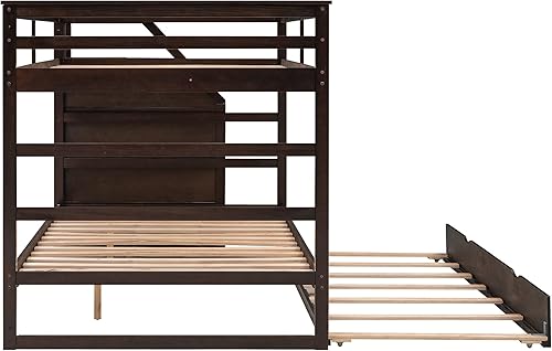 Miniatura 7 de Merax Litera completa sobre matrimonial con cama nido de tamaño individual y escaleras de almacenamiento de 3 escalones diseño que ahorra espacio