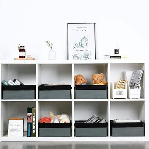 Miniatura 3 de Bidtakay Contenedores de almacenamiento pequeños para organizar contenedores plegables para estantes, paquete de 6 contenedores de armario de lados