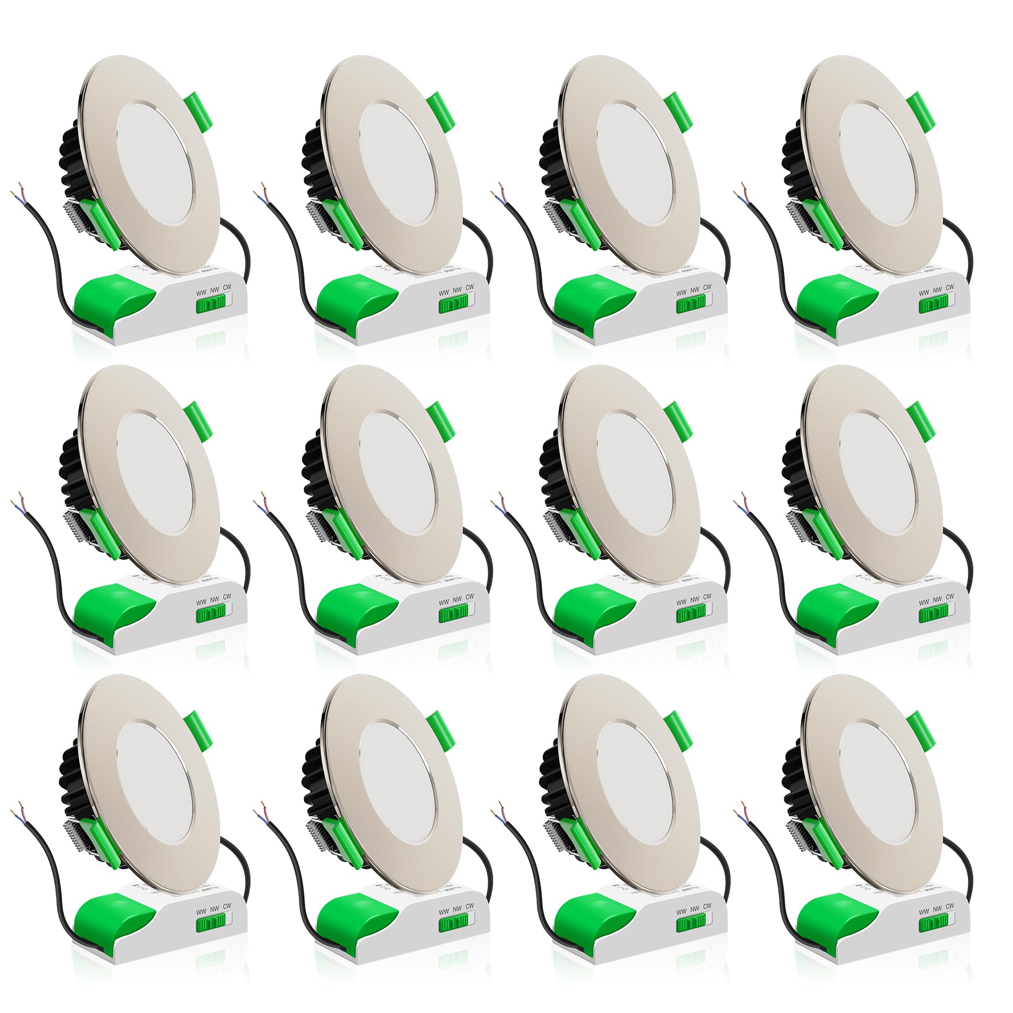 ALUSSO 3CCT LED Downlights Ceiling Dimmable 8W IP44 Cutout 70-80MM 12 Pack