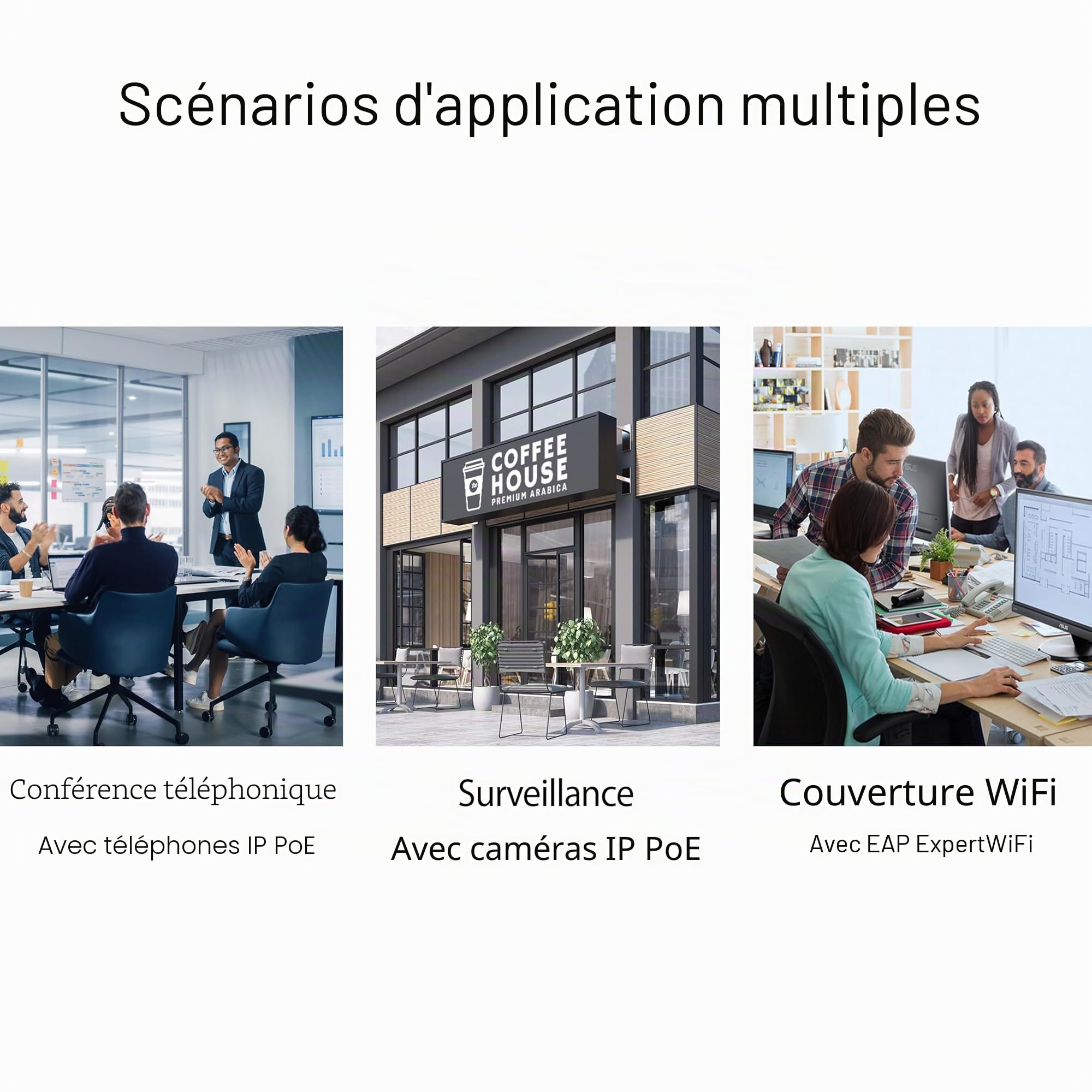 ASUS ExpertWiFi EBG19P, Routeur Filaire Gigabit PoE+ VPN, 8 Ports PoE+, 123W, Jusqu'à 3 Ports WAN ethernet + 1 USB WAN, Idéal pour Les AP, Sécurité réseau de qualité Commerciale