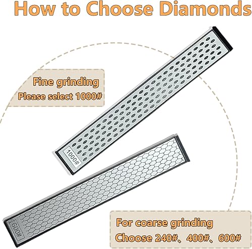Miniatura 3 de Juego de piedras de afilar cuchillos de diamante, grano 240#400#600#1000#, piedras de afilar de diamante con una base antideslizante para afilador