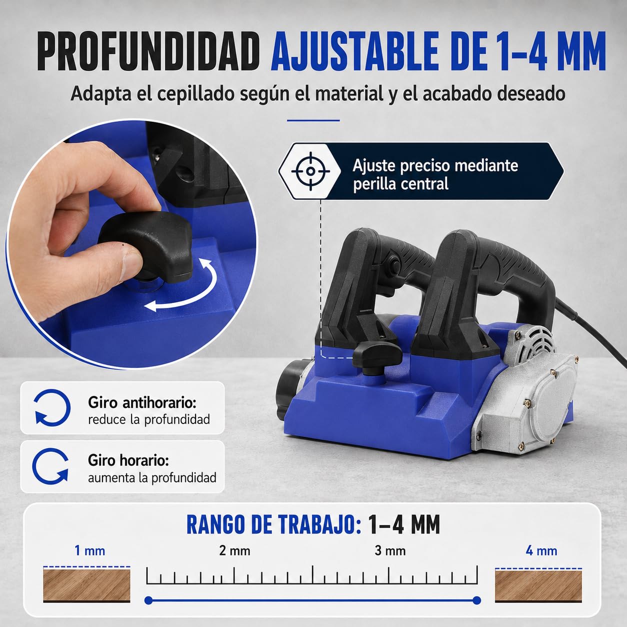 Máquina Eléctrica de Cepillado de Pared, 1680W Molino de Rodillos de Hormigón Molino de Pared Molino de Yeso 4000u/Min, Para Raspar Masilla, Cal, Pintura, Azul