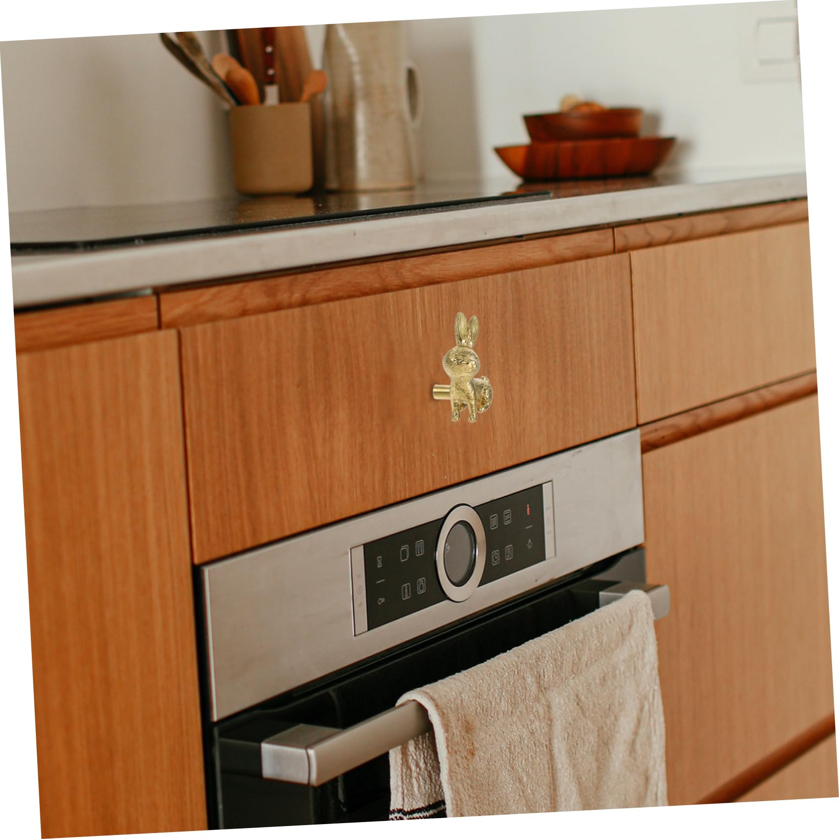 KICHOUSE Realistic Bunny Rabbit Knobs for Dresser Decor Cabinet Pull Handles Polished Finish Multiple Sizes